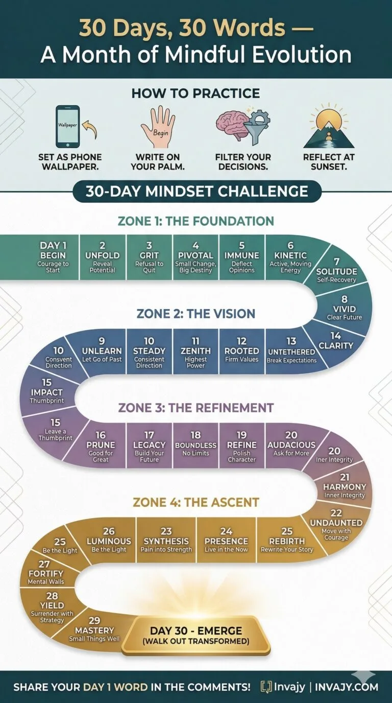 30-Day Mindset Challenge Infographic for Mindful Evolution - Invajy