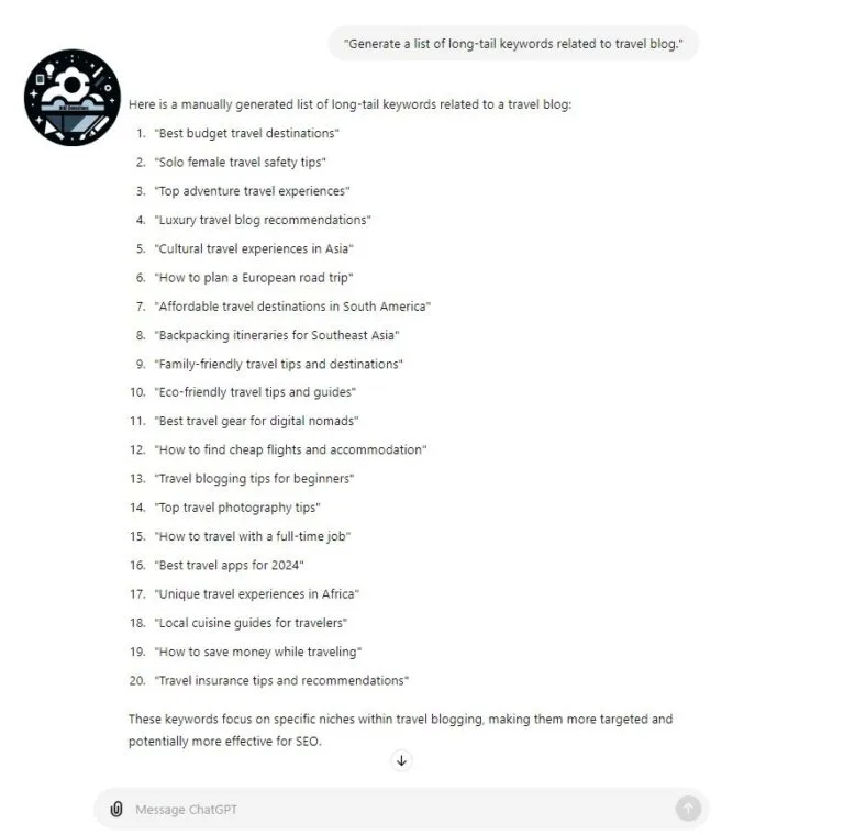 ChatGPT prompts for Keyword Research