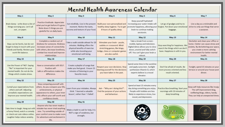 Mental Health Awareness Calendar